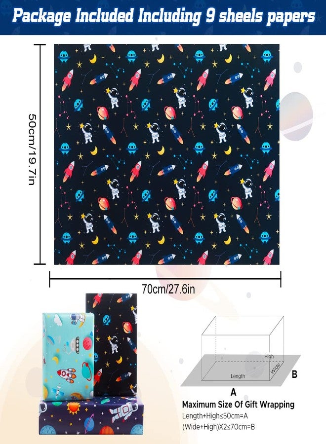 AirCool Birthday Wrapping Paper For Kids Girls Boys Women Men, Outer Space Design Wrapping Paper, 3 Designs Space Wrapping Paper 9 Sheets Folded Flat 19.7x27.6 inches per sheet - Image 2